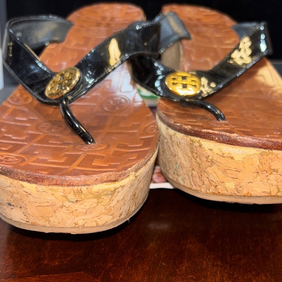 Tory Burch Black and Tan Flip Flops - Picture 2 of 5